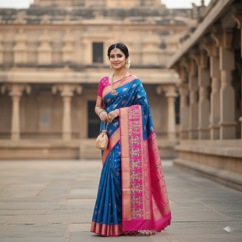 Sajarah Textile Green Banarasi Silk Saree - Image 2