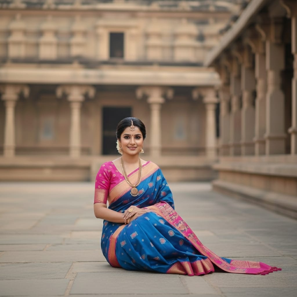 Sajarah Textile Green Banarasi Silk Saree - Image 3